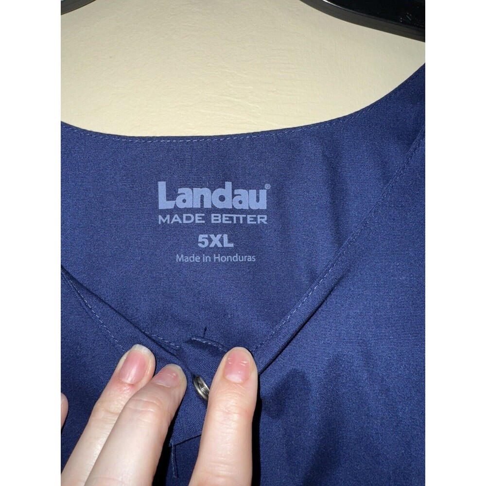 Landau NWT Men's 5XL Pro Flex‎ Scrub Jacket Blue Full Snap Medical Uniform Knit - Picture 4 of 7